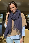 Highland Cotton Cashmere Scarf Navy /10 
