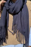 Highland Cotton Cashmere Scarf Navy /10 