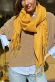 Highland Cotton Cashmere Scarf Ochre