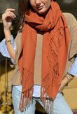 Highland Cotton Cashmere Scarf Rust