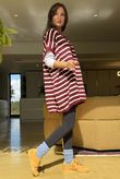Hoxton Stripe Gilet Burgundy White