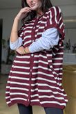 Hoxton Stripe Gilet Burgundy White