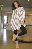 Hoxton Stripe Gilet Camel White