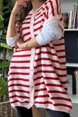 Hoxton Stripe Gilet Red Blush