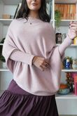 Huggle Asymmetric Draped Knit Jumper Antique Rose