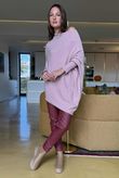 Huggle Asymmetric Draped Knit Jumper Antique Rose