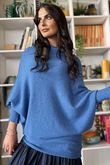 Huggle Asymmetric Draped Knit Jumper Denim Marl