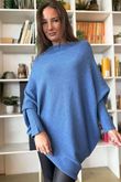 Huggle Asymmetric Draped Knit Jumper Denim Marl