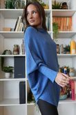 Huggle Asymmetric Draped Knit Jumper Denim Marl