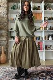 Huggle Asymmetric Draped Knit Jumper Khaki Marl