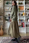 Huggle Asymmetric Draped Knit Jumper Khaki Marl