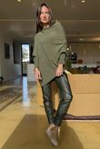 Huggle Asymmetric Draped Knit Jumper Khaki
