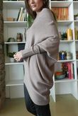 Huggle Asymmetric Draped Knit Jumper Mocha
