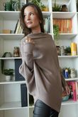 Huggle Asymmetric Draped Knit Jumper Mocha