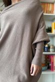 Huggle Asymmetric Draped Knit Jumper Mocha
