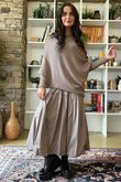 Huggle Asymmetric Draped Knit Jumper Mocha
