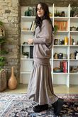 Huggle Asymmetric Draped Knit Jumper Mocha
