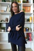 Huggle Asymmetric Draped Knit Jumper Navy 