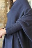Huggle Asymmetric Draped Knit Jumper Navy 