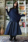 Huggle Asymmetric Draped Knit Jumper Navy 