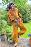 Hush Pillow Cotton Classic Barrel Pant Mustard