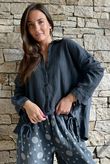 Hush Pillow Cotton French Tuck Shirt Charcoal