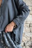 Hush Pillow Cotton French Tuck Shirt Charcoal