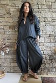 Hush Pillow Cotton French Tuck Shirt Charcoal