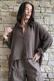 Hush Pillow Cotton French Tuck Shirt Chocolate