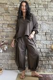 Hush Pillow Cotton French Tuck Shirt Chocolate