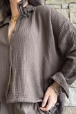 Hush Pillow Cotton French Tuck Shirt Chocolate