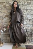 Hush Pillow Cotton French Tuck Shirt Chocolate