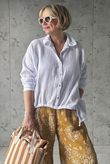 Hush Pillow Cotton French Tuck Shirt White