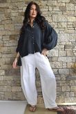 Hush Pillow Cotton Nero Boyfriend Shirt Charcoal