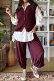 Hygge Boucle Knit Gilet Burgundy