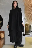Iggy Boat Neck Tassle Blanket Knit Black