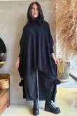Iggy Cowl Neck Tassel Blanket Knit Black