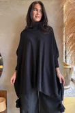 Iggy Cowl Neck Tassel Blanket Knit Black