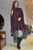 Iggy Cowl Neck Tassel Blanket Knit Maroon 
