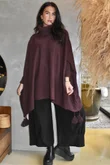 Iggy Cowl Neck Tassel Blanket Knit Maroon 