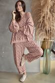 Indira Lantern Sleeve Sweatshirt Soft Terracotta & Chocolate