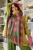 Joey Check Blanket Scarf Pink Green