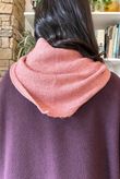 Jonti Border Knit Neckerchief Scarf Soft Dusky Rose & Burgundy