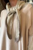 Jonti Border Knit Neckerchief Scarf Oatmeal & Mocha