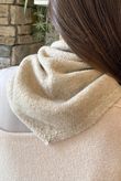 Jonti Border Knit Neckerchief Scarf Oatmeal & Mocha