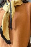Jonti Border Knit Neckerchief Scarf Soft Ochre & Chocolate