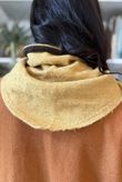 Jonti Border Knit Neckerchief Scarf Soft Ochre & Chocolate