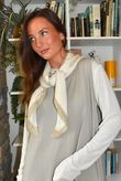 Jonti Border Knit Neckerchief Scarf Ecru & Oatmeal