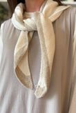 Jonti Border Knit Neckerchief Scarf Ecru & Oatmeal