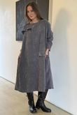 Jumbo Cord Ruffle Sac Dress Graphite /9